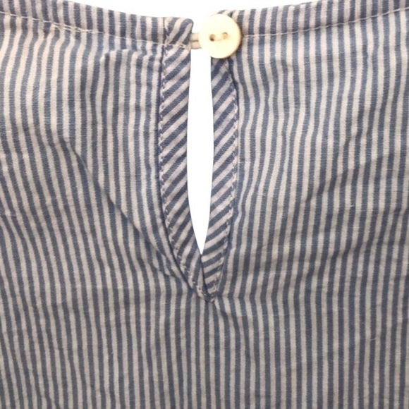 Skies are Blue blue white striped orange embroidered peplum top size small - Picture 6 of 8